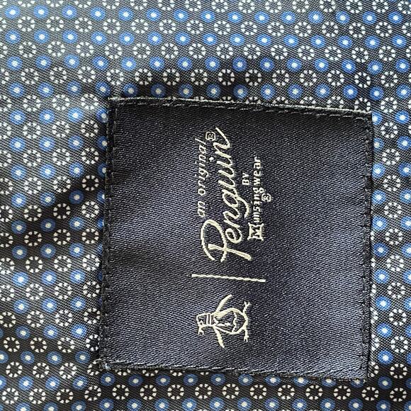 Original Penguin Men’s 40R Blue Windowpane Blazer Coat Wool Jacket Lapel Pin - Picture 6 of 8